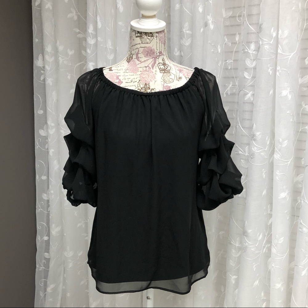 Coco Bianco 3/4 sleeve black georgette top